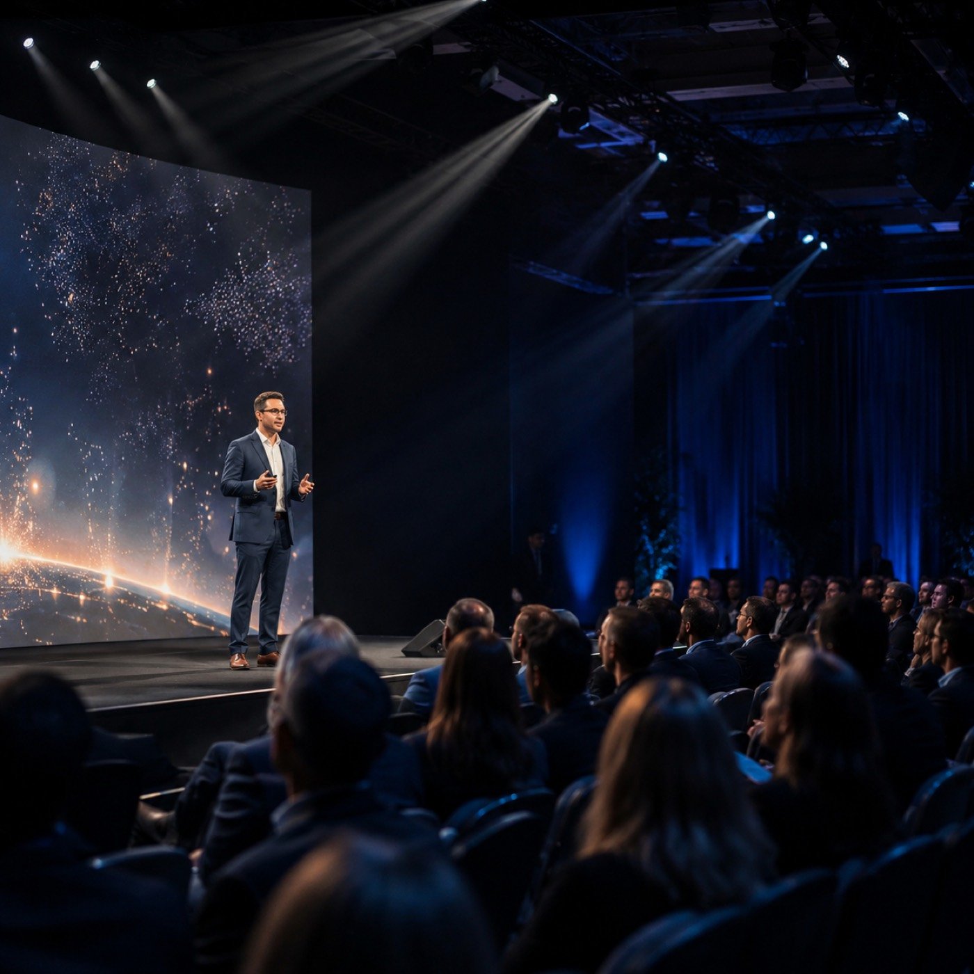Corporate stage with audience